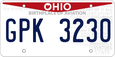 OH license plate GPK3230