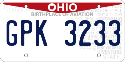 OH license plate GPK3233