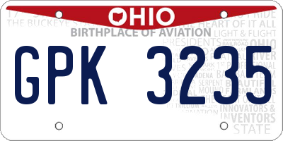 OH license plate GPK3235