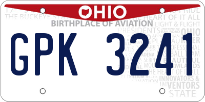 OH license plate GPK3241