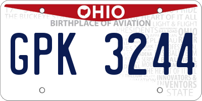 OH license plate GPK3244