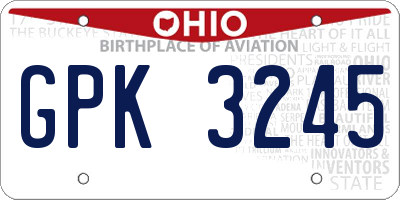 OH license plate GPK3245