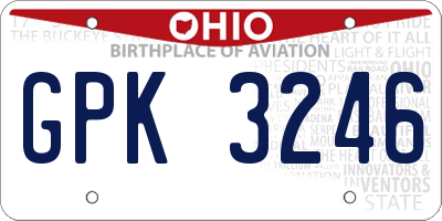 OH license plate GPK3246