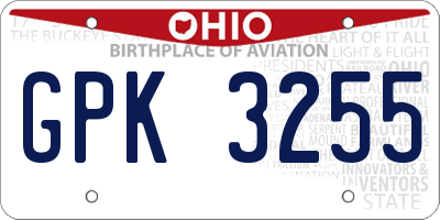 OH license plate GPK3255