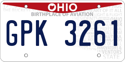 OH license plate GPK3261