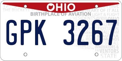 OH license plate GPK3267