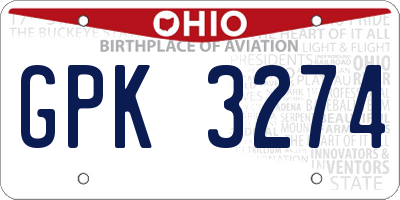 OH license plate GPK3274