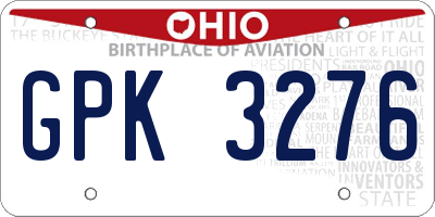 OH license plate GPK3276