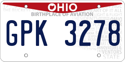 OH license plate GPK3278