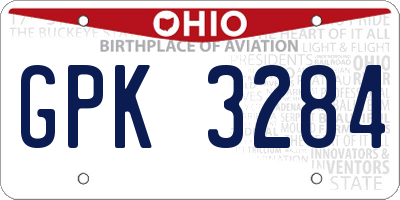 OH license plate GPK3284