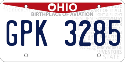 OH license plate GPK3285