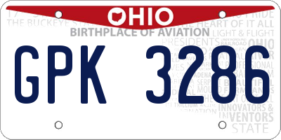 OH license plate GPK3286