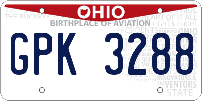 OH license plate GPK3288