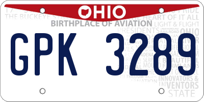 OH license plate GPK3289