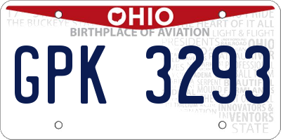OH license plate GPK3293