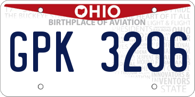 OH license plate GPK3296