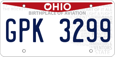 OH license plate GPK3299