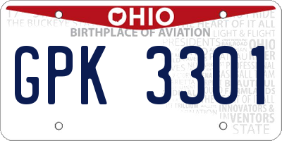 OH license plate GPK3301
