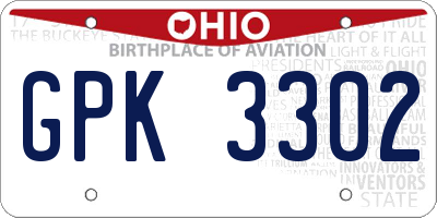 OH license plate GPK3302