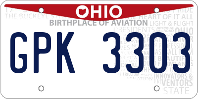 OH license plate GPK3303