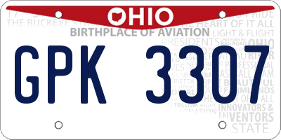 OH license plate GPK3307