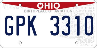 OH license plate GPK3310
