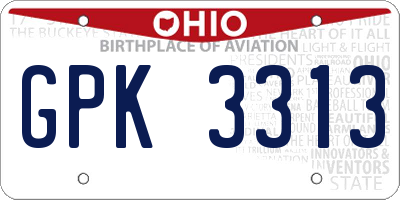 OH license plate GPK3313
