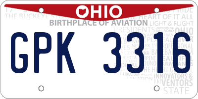 OH license plate GPK3316
