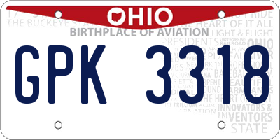 OH license plate GPK3318