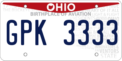 OH license plate GPK3333