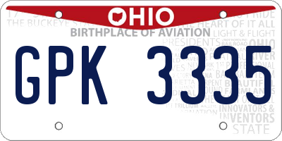 OH license plate GPK3335