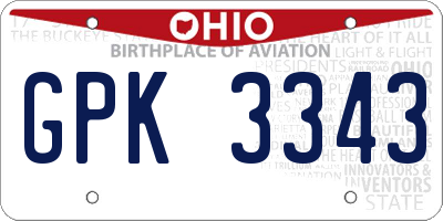 OH license plate GPK3343