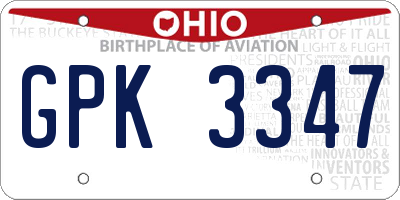OH license plate GPK3347