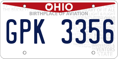 OH license plate GPK3356