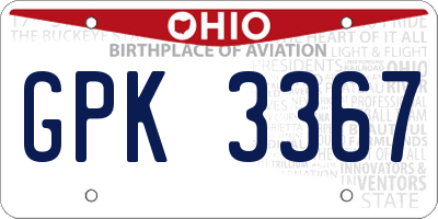 OH license plate GPK3367