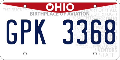 OH license plate GPK3368