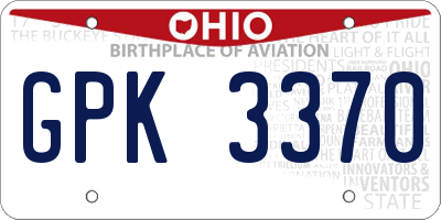 OH license plate GPK3370