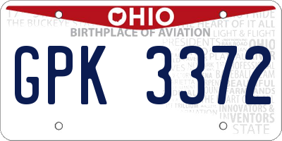 OH license plate GPK3372