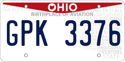 OH license plate GPK3376