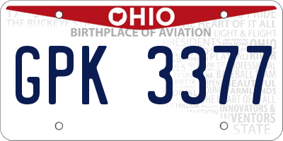 OH license plate GPK3377