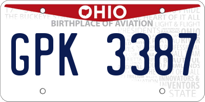 OH license plate GPK3387