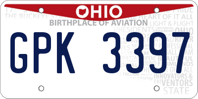 OH license plate GPK3397