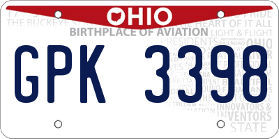 OH license plate GPK3398