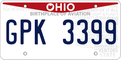 OH license plate GPK3399