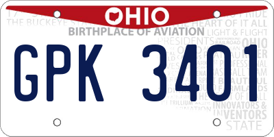 OH license plate GPK3401