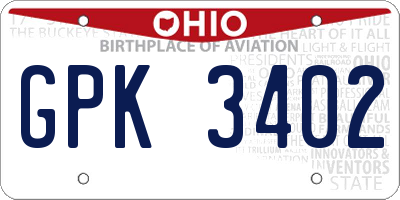 OH license plate GPK3402
