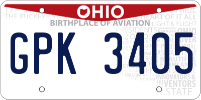 OH license plate GPK3405
