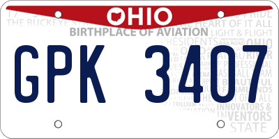 OH license plate GPK3407