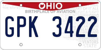 OH license plate GPK3422