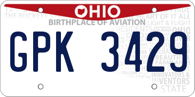 OH license plate GPK3429